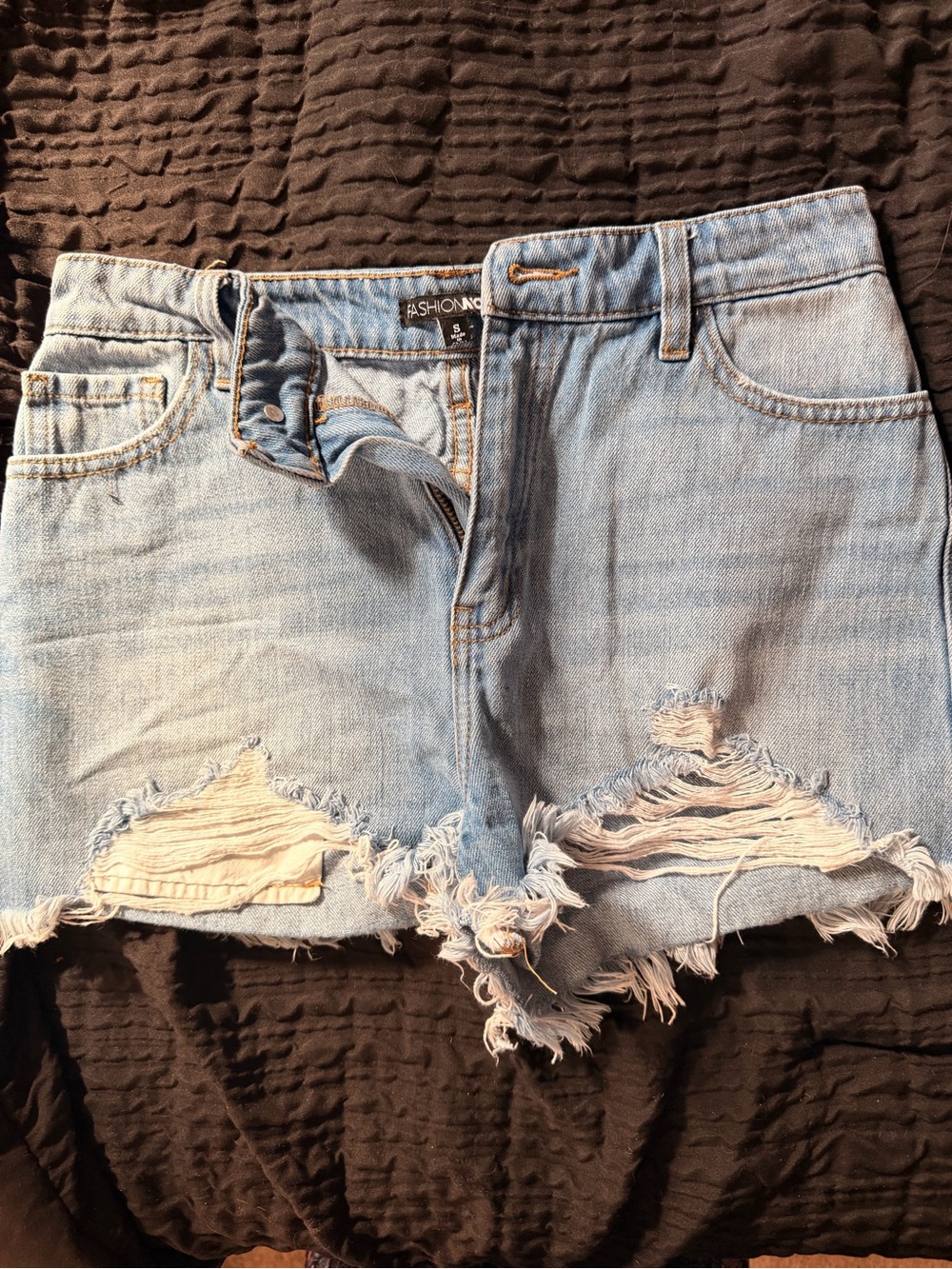 Fashion Nova Light Wash Distressed Denim Cutoff Shorts